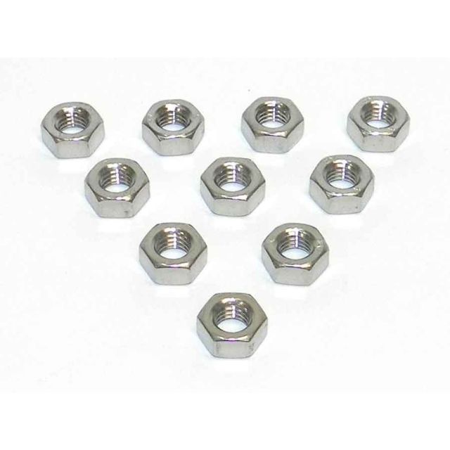 NUT, HEX: 8MM STAINLESS - PACK OF 10