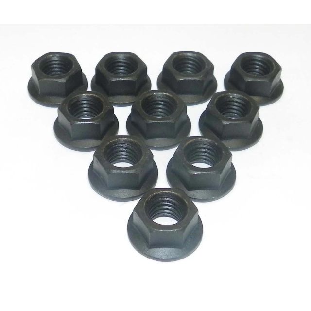 NUT, HEX FLANGED: 10MM BLACK - PACK OF 10